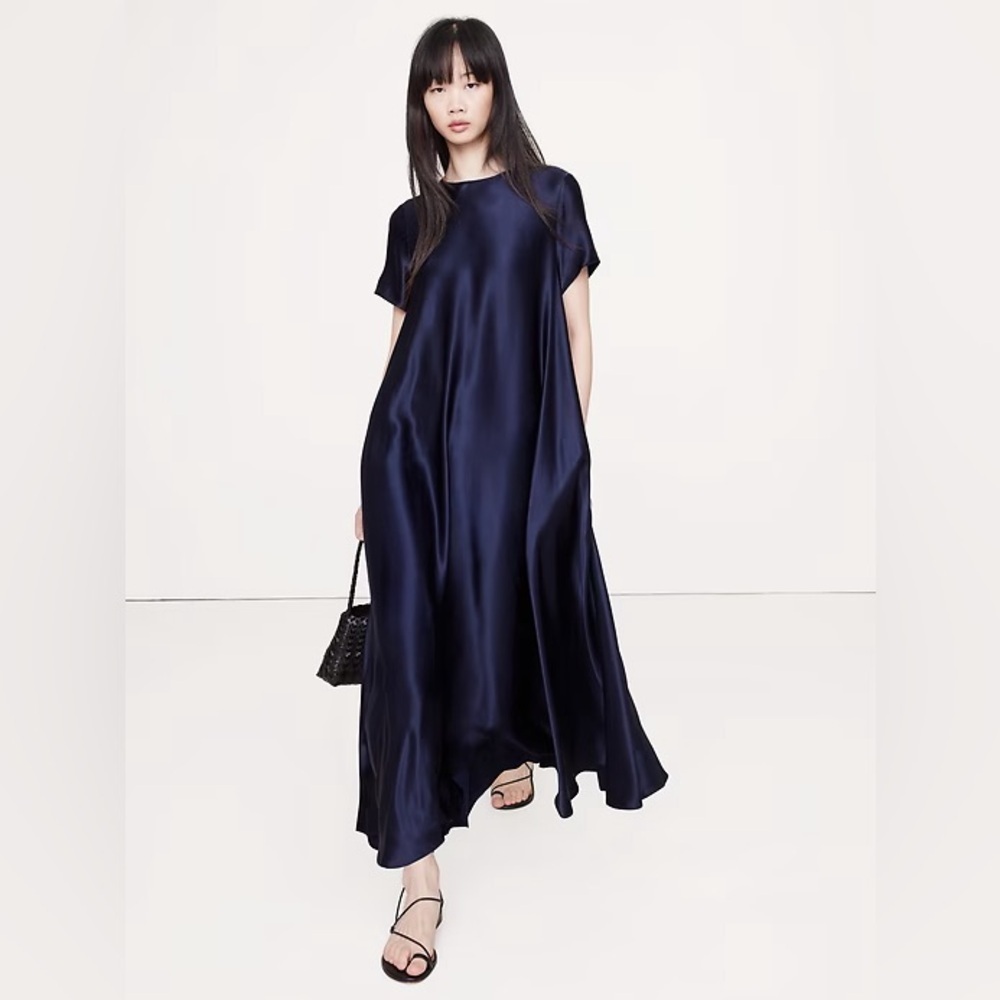 NWT! Banana Republic Italian Satin Trapeze Maxi Dress - Multiple Sizes